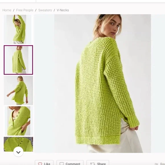 Free People Whistle Thermal Henley Sweater in Acid Lime, size XS - Picture 3 of 11